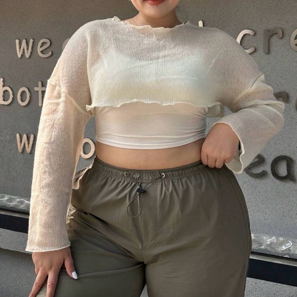 NWOT Cream Sheer Crop Top 1X